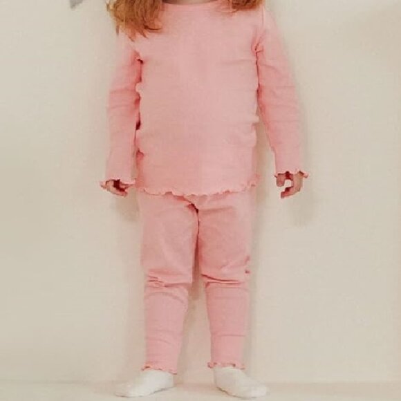 Milkmile Lolo Girl’s Pajamas Loungewear 2-Pc Set Lettuce Hem 6-7 Years Pink NEW - Picture 3 of 12